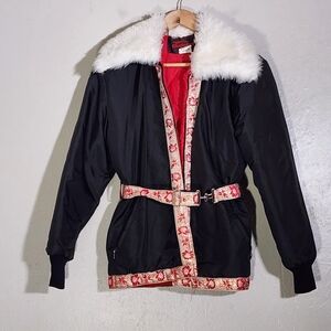 Chaparral Vintage Black Jacket with White Fur Collar